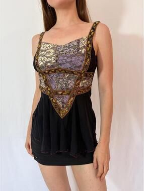 Y2K Black Fairy Mesh Princess Medieval Cami Top
